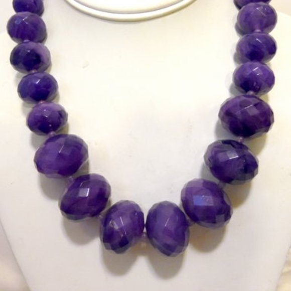 R. J. Graziano Amethyst Color Stone Necklace Size 16-1/2 Inch - Picture 5 of 8